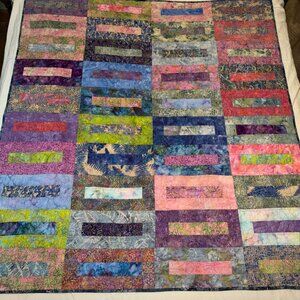 Colorful Patchwork Quilt Geometric Batik Fabric 48"x 53"